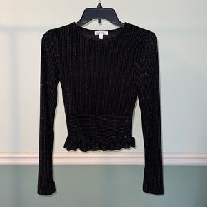 Long sleeve sparkle ruffle top